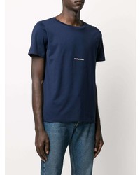 T-shirt à col rond imprimé bleu marine Saint Laurent