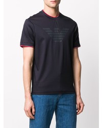 T-shirt à col rond imprimé bleu marine Emporio Armani