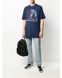 T-shirt à col rond imprimé bleu marine DSQUARED2