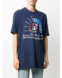 T-shirt à col rond imprimé bleu marine DSQUARED2