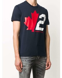 T-shirt à col rond imprimé bleu marine DSQUARED2