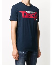 T-shirt à col rond imprimé bleu marine DSQUARED2