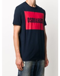 T-shirt à col rond imprimé bleu marine DSQUARED2