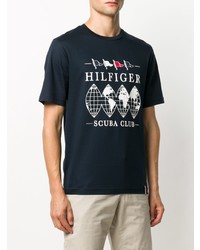 T-shirt à col rond imprimé bleu marine Tommy Hilfiger