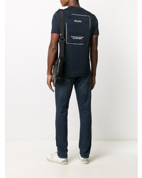 T-shirt à col rond imprimé bleu marine Emporio Armani