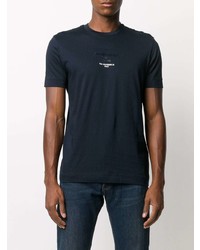 T-shirt à col rond imprimé bleu marine Emporio Armani