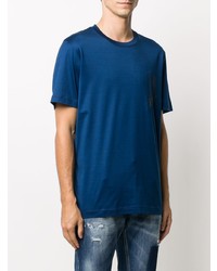 T-shirt à col rond imprimé bleu marine Brioni