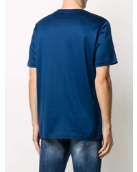 T-shirt à col rond imprimé bleu marine Brioni