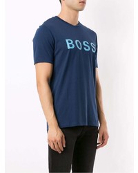 T-shirt à col rond imprimé bleu marine BOSS