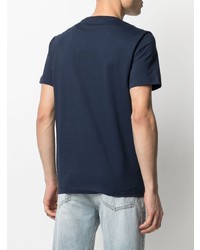 T-shirt à col rond imprimé bleu marine Ea7 Emporio Armani