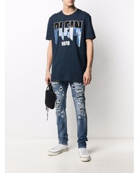 T-shirt à col rond imprimé bleu marine Philipp Plein