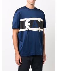 T-shirt à col rond imprimé bleu marine Emporio Armani