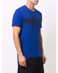 T-shirt à col rond imprimé bleu marine Moschino