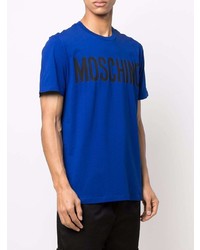 T-shirt à col rond imprimé bleu marine Moschino