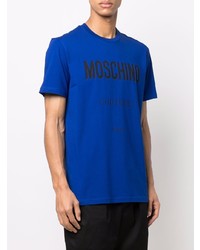 T-shirt à col rond imprimé bleu marine Moschino