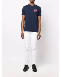 T-shirt à col rond imprimé bleu marine Ea7 Emporio Armani