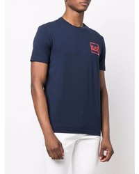 T-shirt à col rond imprimé bleu marine Ea7 Emporio Armani