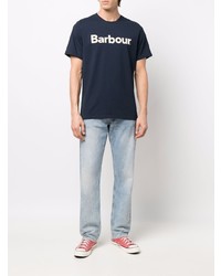 T-shirt à col rond imprimé bleu marine Barbour