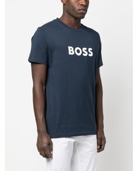 T-shirt à col rond imprimé bleu marine BOSS