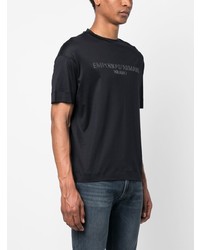 T-shirt à col rond imprimé bleu marine Emporio Armani