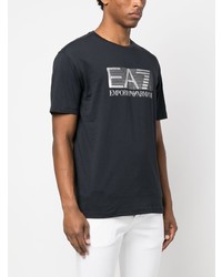 T-shirt à col rond imprimé bleu marine Ea7 Emporio Armani