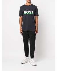 T-shirt à col rond imprimé bleu marine BOSS