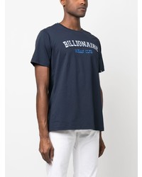 T-shirt à col rond imprimé bleu marine Billionaire