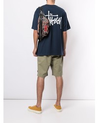 T-shirt à col rond imprimé bleu marine Stussy