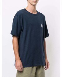 T-shirt à col rond imprimé bleu marine Stussy