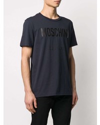 T-shirt à col rond imprimé bleu marine Moschino