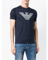 T-shirt à col rond imprimé bleu marine Emporio Armani