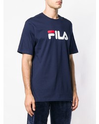 T-shirt à col rond imprimé bleu marine Fila