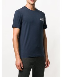 T-shirt à col rond imprimé bleu marine Ea7 Emporio Armani