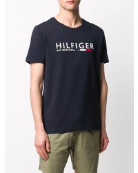 T-shirt à col rond imprimé bleu marine Tommy Hilfiger