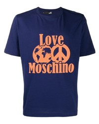 T-shirt à col rond imprimé bleu marine Love Moschino
