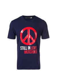 T-shirt à col rond imprimé bleu marine Love Moschino