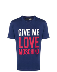 T-shirt à col rond imprimé bleu marine Love Moschino