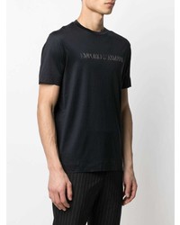 T-shirt à col rond imprimé bleu marine Emporio Armani