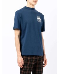 T-shirt à col rond imprimé bleu marine Anglozine