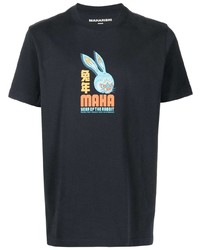 T-shirt à col rond imprimé bleu marine Maharishi