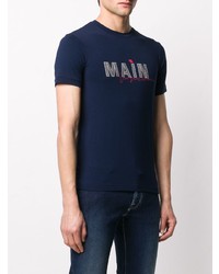 T-shirt à col rond imprimé bleu marine Giorgio Armani