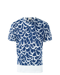 T-shirt à col rond imprimé bleu marine Marni