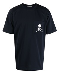 T-shirt à col rond imprimé bleu marine Mastermind Japan