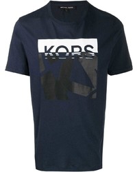 T-shirt à col rond imprimé bleu marine Michael Kors