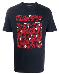 T-shirt à col rond imprimé bleu marine Michael Kors