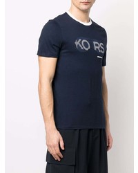 T-shirt à col rond imprimé bleu marine Michael Kors