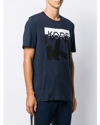 T-shirt à col rond imprimé bleu marine Michael Kors