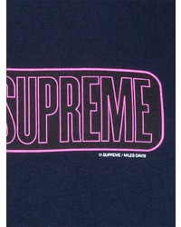 T-shirt à col rond imprimé bleu marine Supreme