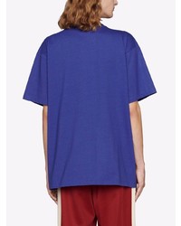 T-shirt à col rond imprimé bleu marine Gucci