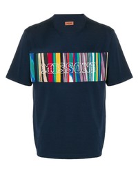 T-shirt à col rond imprimé bleu marine Missoni